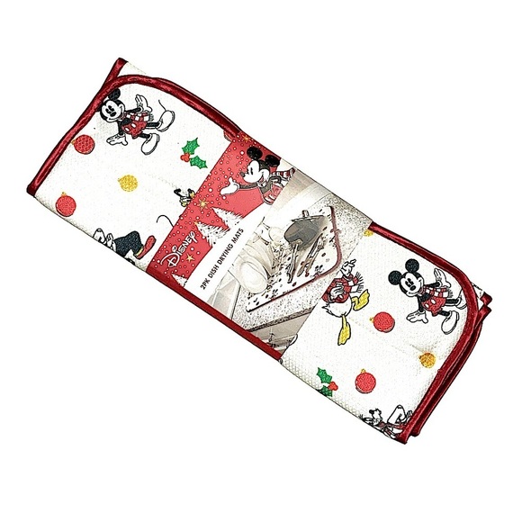 Disney Holiday Set Kitchen Drying Mats Absorbent Christmas Mickey 2 Pack Set - Picture 5 of 15